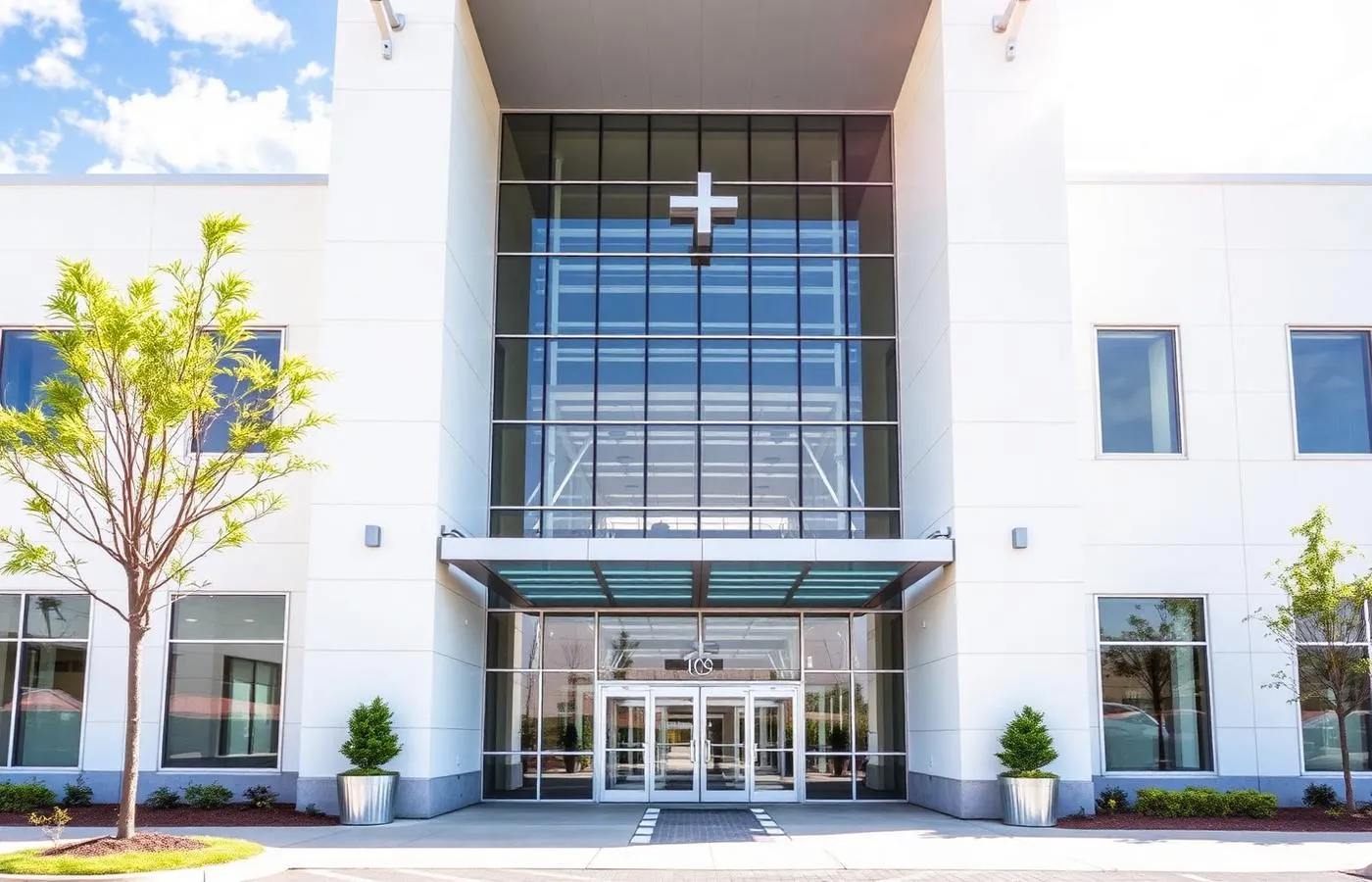 Modern hospital exterior in Kansas City served by Orca Courier